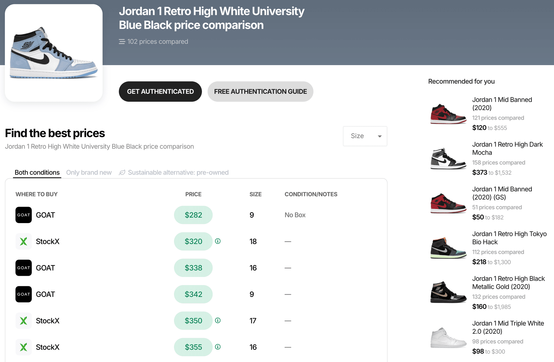 Detailed product view