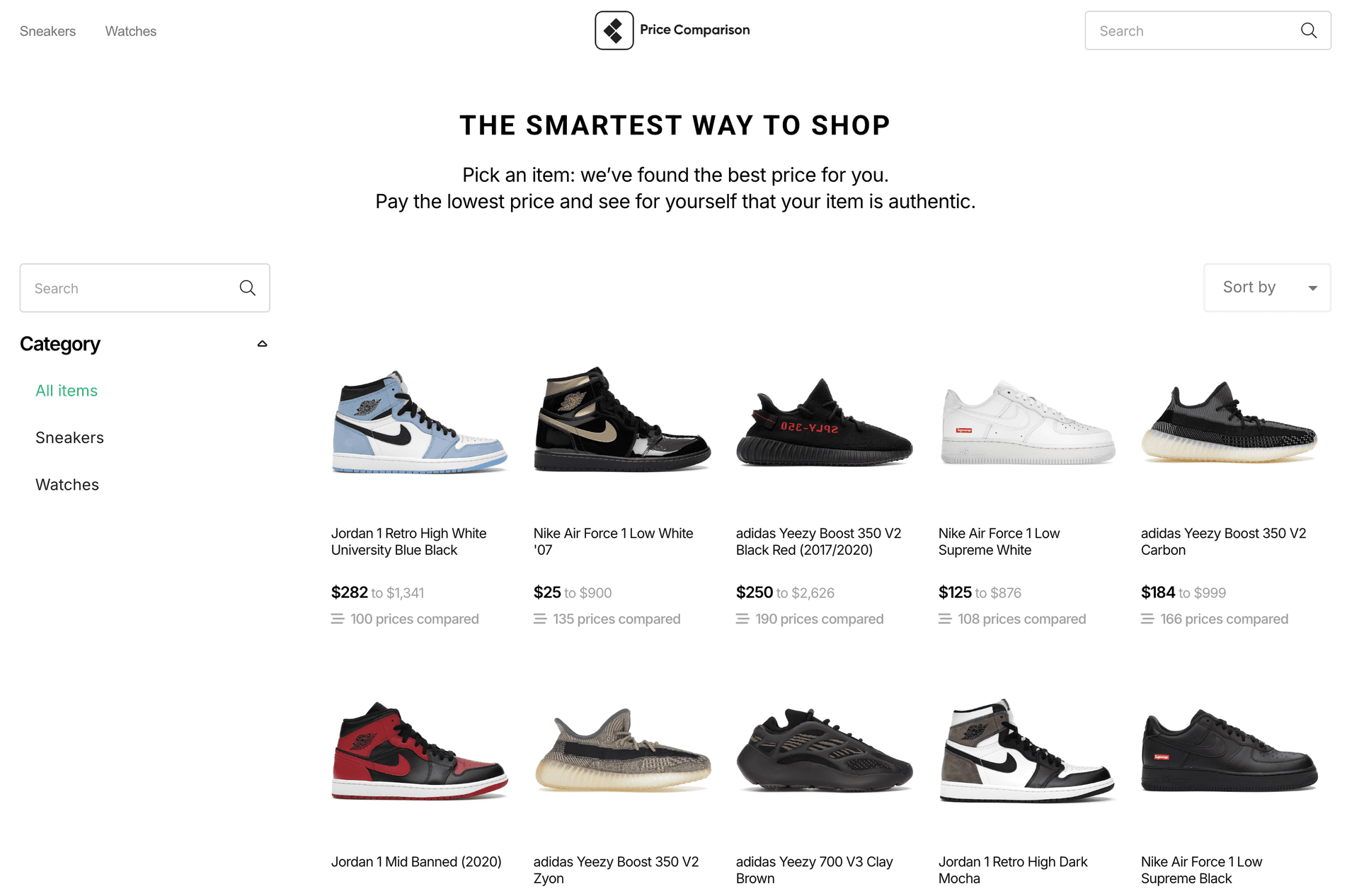 Homepage main product grid