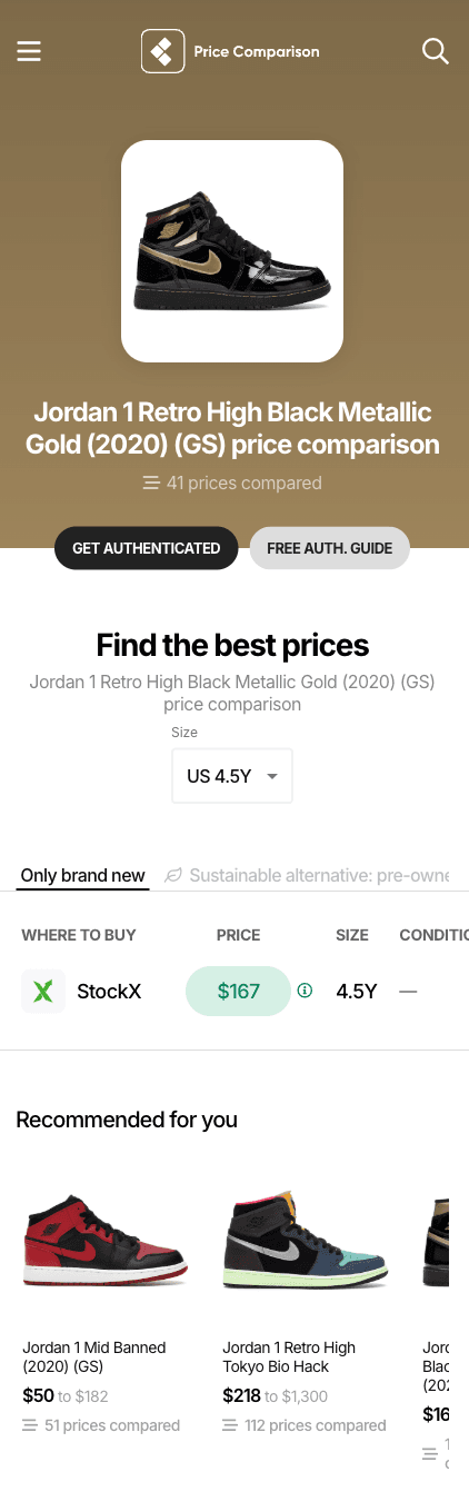 Responsive item detail