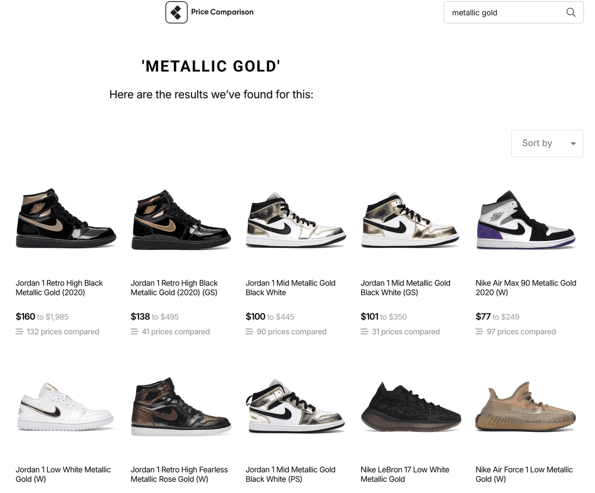 Search results page